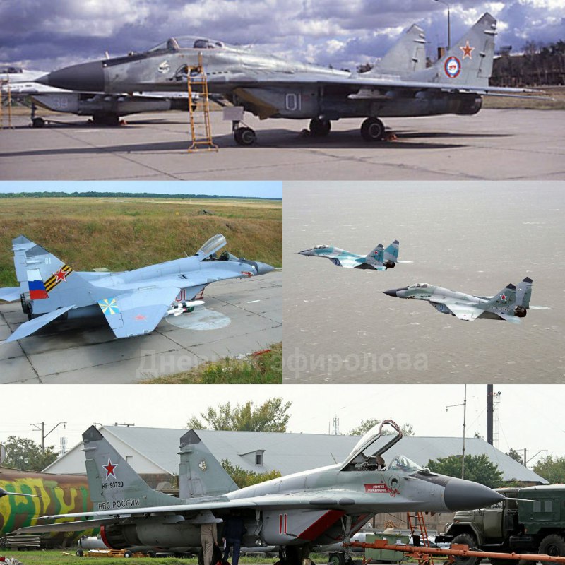 Интересная история у Миг-29 (борт 01), изначально борт принадлежал 33-му ИАП Виттшток(Германия),фото в самом вверху.  В 1993г перебазировался в Зерноград и стал летать в 31-ом Гв ИАП,(на фото слева голубой), после реформы 2009г, летает в зеленом камуфляже, базируется Миллерово,(фото справа,над морем). И всё таки оказывается в Эребуни (Армения), бортовой уже 11 красный, и присвоено имя 