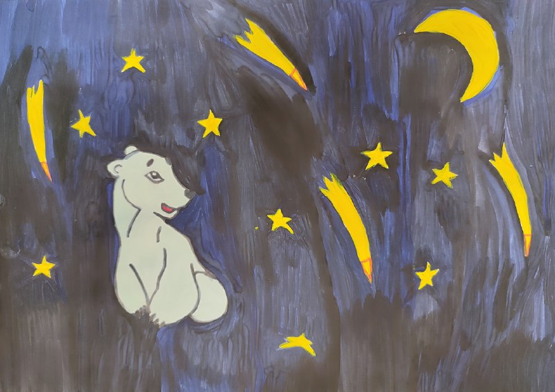 Наши рисунки передали из космоса!😍Максим Самойлов, 6 лет, пока еще не учится в школе! Он нарисовал Луну и звезды! Недавно мы с ним наблюдали месяц в бинокль, и ему очень понравилось. 